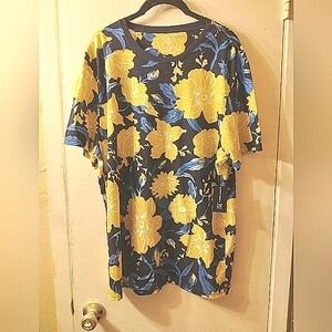 INC International Concepts Men Shirt With Blue and Yellow Floral Pattern Size L